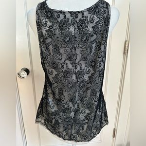 Large petite black lace overlay sleeveless top
